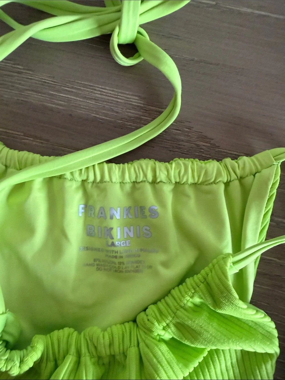 Frankie’s Bikinis Neon Green Ribbed Two-Piece Swim Set